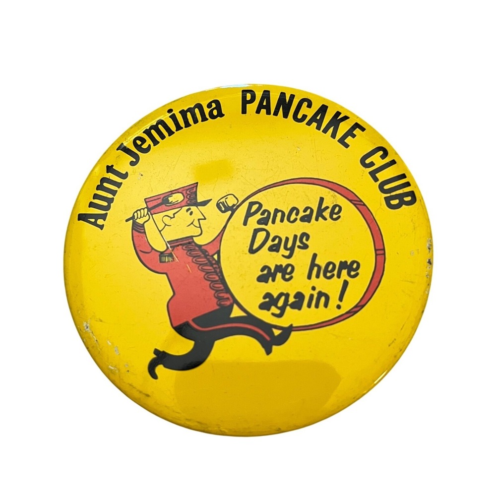 Vintage Aunt Jemima Pancake Club Pinback Button Yellow Pancake Days Collectible